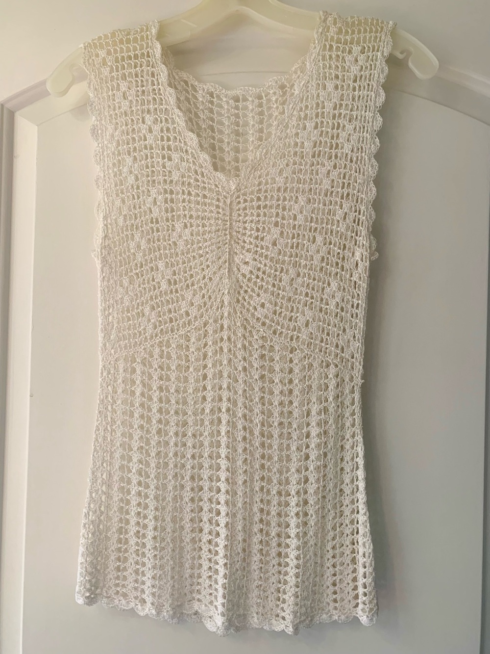 White Crochet Sleeveless Top